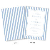Elegante formele poederblauwe strepen trouwen kaart