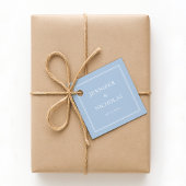 Elegante formele poederblauwe trouw bedankjes labels