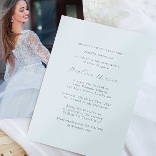 Elegante formele religieuze Quinceañera foto Kaart