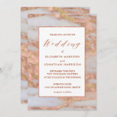 Elegante formele roze gouden marmeren script bruil kaart (Voorkant / Achterkant)