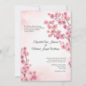 Elegante Formele Roze Kersenbloesem Bloemrijke Bru Kaart (Voorkant)