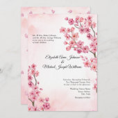 Elegante Formele Roze Kersenbloesem Bloemrijke Bru Kaart (Voorkant / Achterkant)