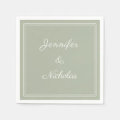 Elegante formele Sage Green Script bruiloft Servet (Voorkant)