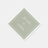 Elegante formele Sage Green Script bruiloft Servet (Hoek)