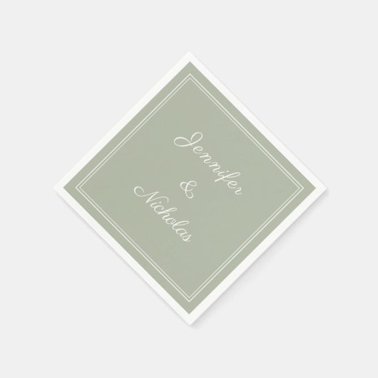 Elegante formele Sage Green Script bruiloft Servet (Hoek)