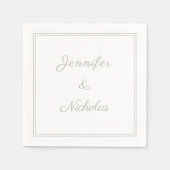 Elegante formele Sage Green Script bruiloft Servet (Voorkant)