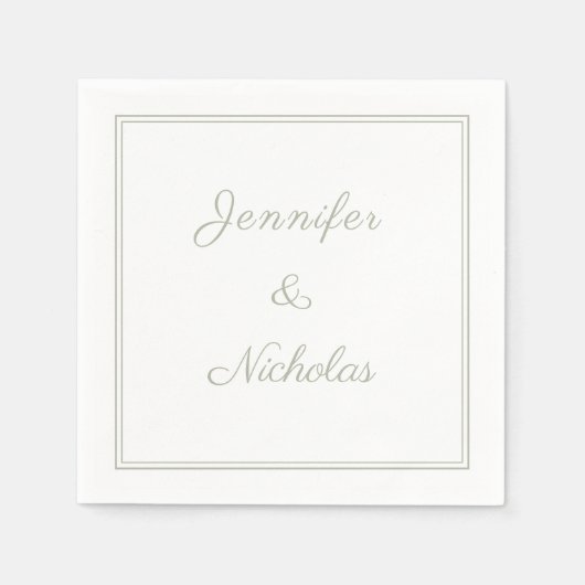 Elegante formele Sage Green Script bruiloft Servet (Voorkant)