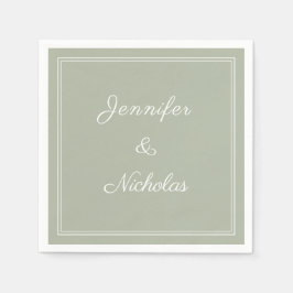 Elegante formele saliegroene schriftbruiloft servet
