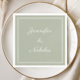 Elegante formele saliegroene schriftbruiloft servet