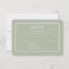 Elegante formele saliegroene trouw RSVP kaartje