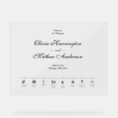 Elegante formele script bruiloft tijdlijn welkom acryl bord (Voorkant)