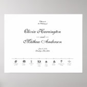 Elegante formele script bruiloft tijdlijn welkom poster (Voorkant)