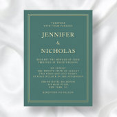 Elegante formele smaragdgroene trouw folie uitnodiging