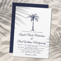 Elegante formele strandhuwelijk in navyblauw met p