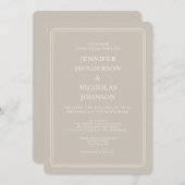 Elegante formele taupe bruiloft kaart (Voorkant / Achterkant)