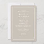 Elegante formele taupe bruiloft kaart (Voorkant)