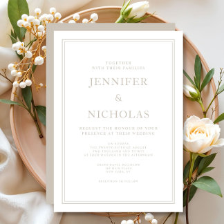 Elegante formele taupe bruiloft kaart