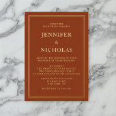 Elegante formele terracotta bruiloft goud folie uitnodiging