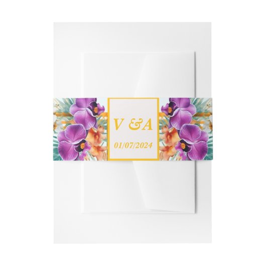 Elegante formele tropische bruiloft uitnodigingen wikkel (Voorkant Voorbeeld)