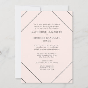 Elegante formele trouwuitnodiging Roze & Grijs Kaart