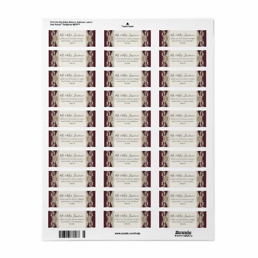 Elegante Formele Victoriaans Bourgogne en gouden b Etiket (Full Sheet)