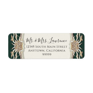 Elegante Formele Victoriaans Smaragd n Gouden Brui Etiket