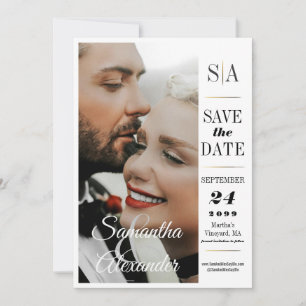Elegante formele vintage black tie foto trouw  save the date
