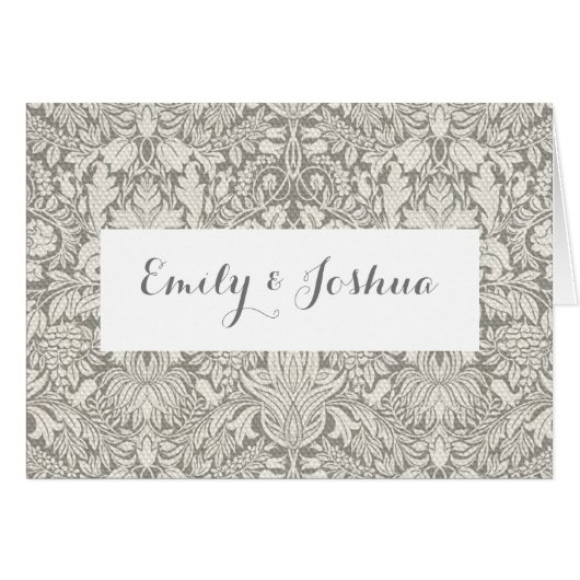 Elegante formele witte damast kant brokaat (Voorkant Horizontaal)