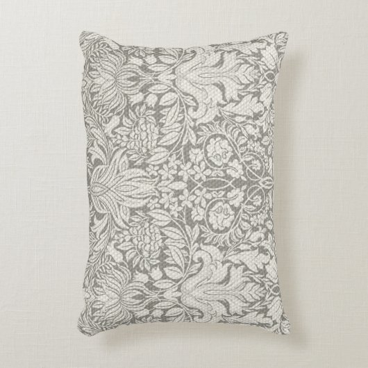 Elegante formele witte damast kant brokaat accent kussen (Voorkant(Verticaal))