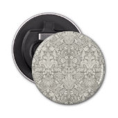 Elegante formele witte damast kant brokaat button flesopener (Voorkant)