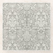 Elegante formele witte damast kant brokaat glazen onderzetter (Voorkant)