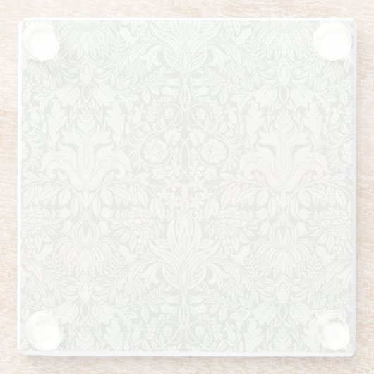 Elegante formele witte damast kant brokaat glazen onderzetter (Achterkant)