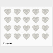 elegante formele witte damast kant brokaat hart sticker (Vel)