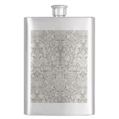 Elegante formele witte damast kant brokaat heupfles (Voorkant)