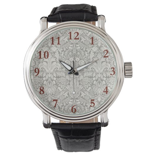Elegante formele witte damast kant brokaat horloge (Voorkant)