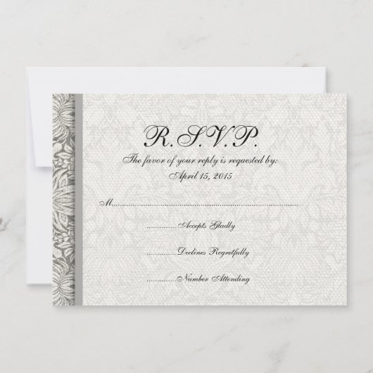 Elegante formele witte damast kant brokaat kaart (Achterkant)