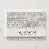 Elegante formele witte damast kant brokaat kaart (Voorkant)