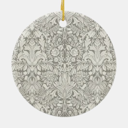 Elegante formele witte damast kant brokaat keramisch ornament (Achterkant)