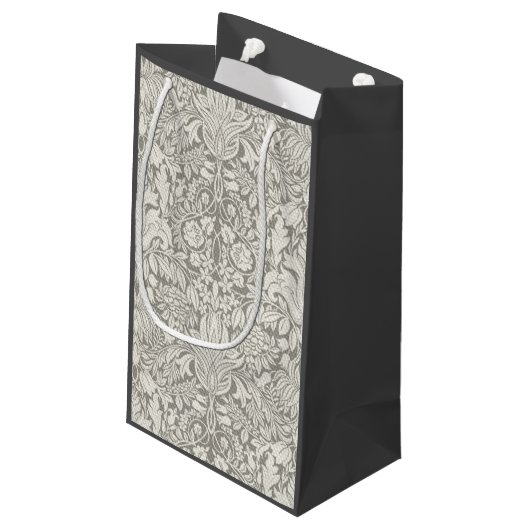 Elegante formele witte damast kant brokaat klein cadeauzakje (Achterkant Gekanteld)