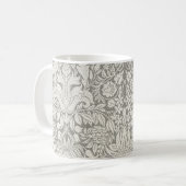 Elegante formele witte damast kant brokaat koffiemok (Voorkant links)