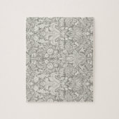 Elegante formele witte damast kant brokaat legpuzzel (Verticaal)