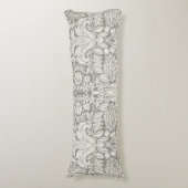 Elegante formele witte damast kant brokaat lichaamskussen (Voorkant Verticaal)