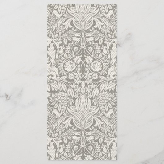 Elegante formele witte damast kant brokaat menu (Achterkant)