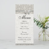 Elegante formele witte damast kant brokaat menu (Staand voorkant)