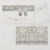 Elegante formele witte damast kant brokaat plaatskaartje (Voorkant / Achterkant)
