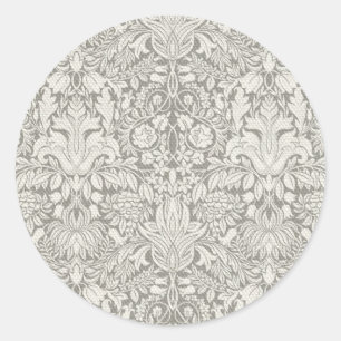 elegante formele witte damast kant brokaat ronde sticker
