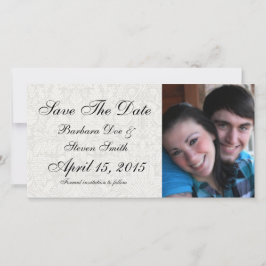 elegante formele witte damast kant brokaat save the date