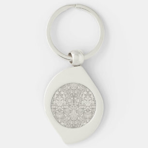 Elegante formele witte damast kant brokaat sleutelhanger