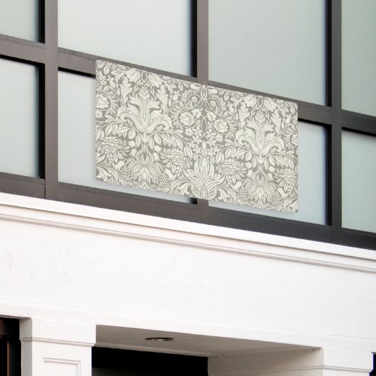 Elegante formele witte damast kant brokaat spandoek (Buitenkant Gebouw)