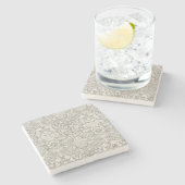 Elegante formele witte damast kant brokaat stenen onderzetter (Zijkant)